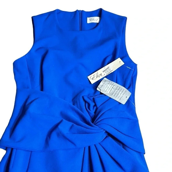 Eliza J. dress,women size 2.NWT blue,sleeveless,ruffles,draped bow,zipper,event - Picture 4 of 12